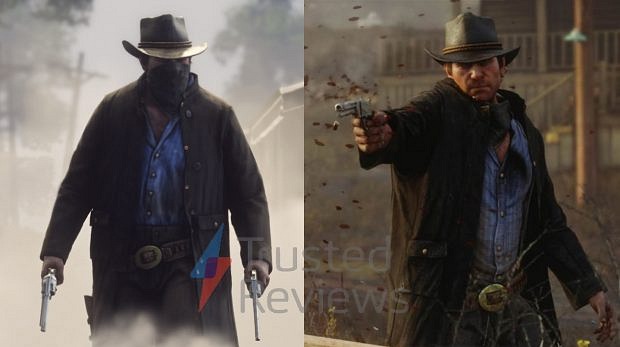 Imagen cortesía de Trusted Reviews. Comparativa entre una imagen de Arthur Morgan en el tráiler y otra que ellos poseen gracias a esta filtración. Imagen cortesía de Trusted Reviews. Comparativa entre una imagen de Arthur Morgan en el tráiler y otra que ellos poseen gracias a esta filtración.