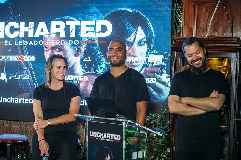 Evento de presentación en el Geographic Club de la madrileña calle de Alcalá de Uncharted: El Legado Perdido, que contó con la presencia de tres importantes miembros de Naughty Dog: Shaun Escaryg, Creative Director; Arne Meyer, Communications Director y Almudena Soria, Lead Animator. Evento de presentación en el Geographic Club de la madrileña calle de Alcalá de Uncharted: El Legado Perdido, que contó con la presencia de tres importantes miembros de Naughty Dog: Shaun Escaryg, Creative Director; Arne Meyer, Communications Director y Almudena Soria, Lead Animator.