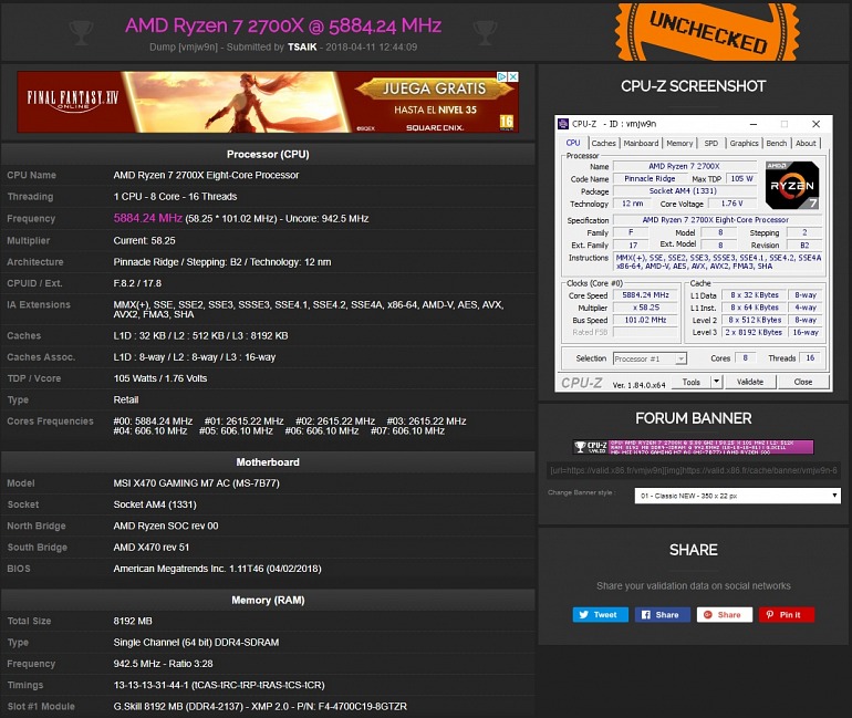 Alcanzados los 5,88 GHz con los AMD Ryzen 7 2700X y Ryzen 5 2600X Alcanzados los 5,88 GHz con los AMD Ryzen 7 2700X y Ryzen 5 2600X