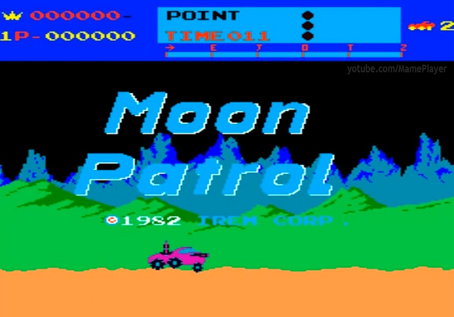 Moon Patrol, de Irem, es un clásico de 1982 que tiene ambientación espacial pero idéntico planteamiento a la primera carga de Army Moves.