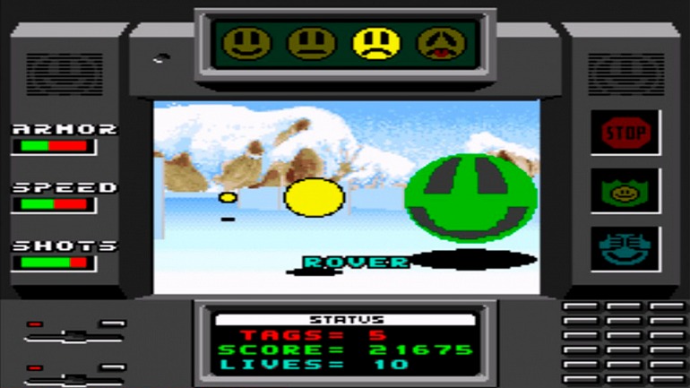 Faceball 2000 en su versiónpara SNES. Faceball 2000 en su versiónpara SNES.